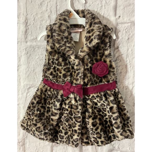 Little Lass Size 18 Mos. Leopard cheetah Button Up Vest Jacket - Picture 2 of 6